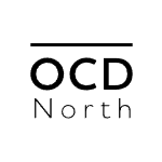 Stacked OCD North wordmark in black, with a thin rule above the letters.