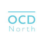 Stacked OCD North wordmark in light blue, with a thin rule above the letters.