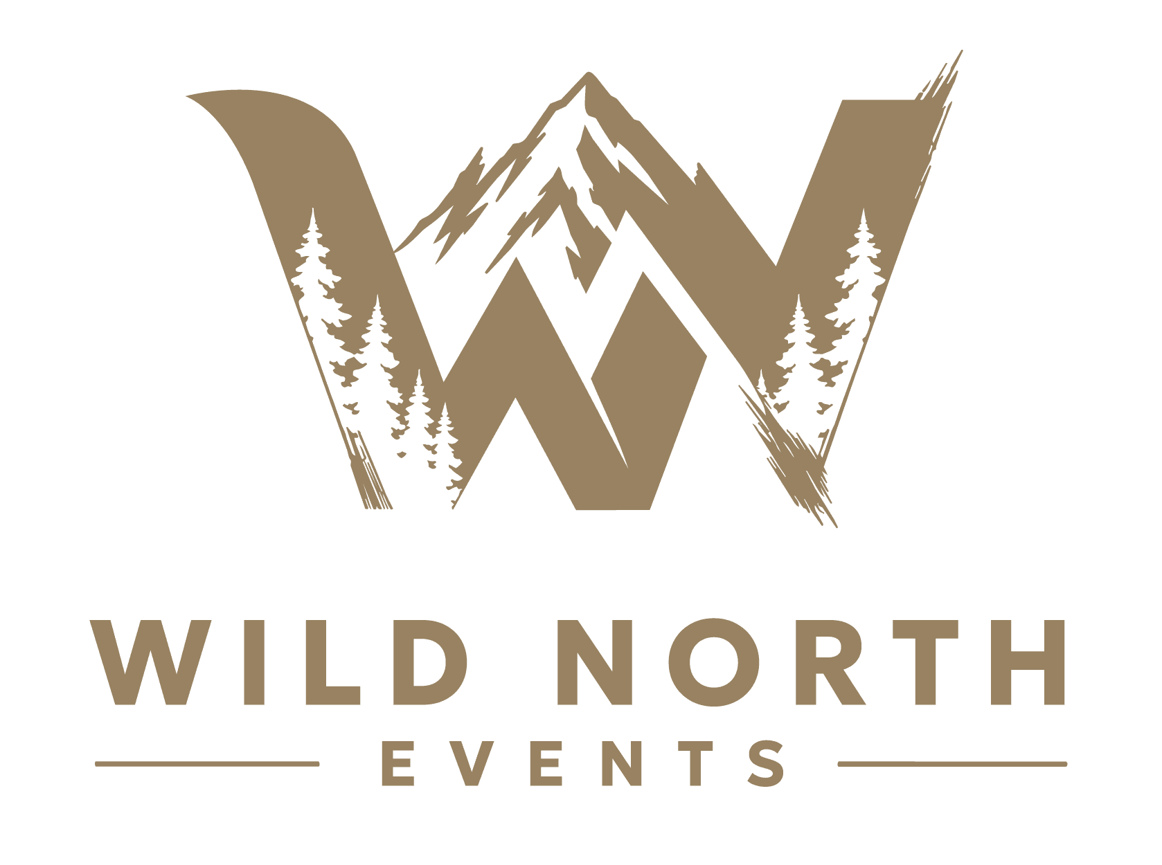 Wild North Events primary logo in gold.